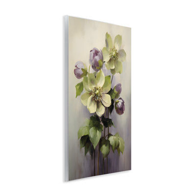 Fleurs vertes et mauves, art mural par Petals Prints Design
