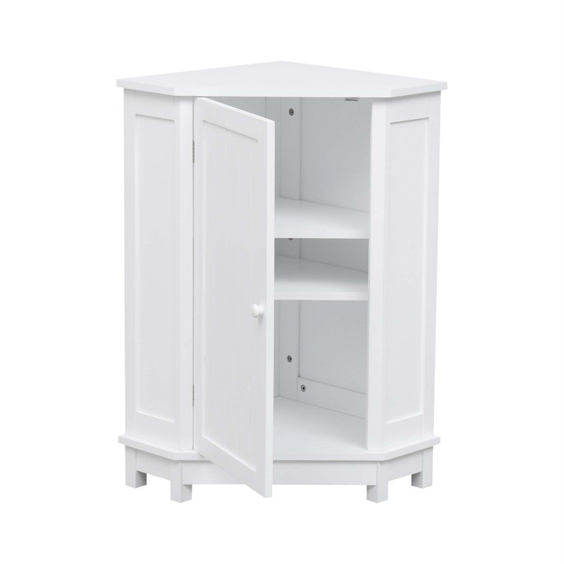 Bathroom Cabinet Triangle Corner Storage Cabinet With Adjustable Shelf Modern Style MDF Board