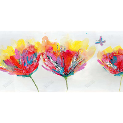 Colorful flowers with a butterfly - 15.75"x31.50" Desk mat