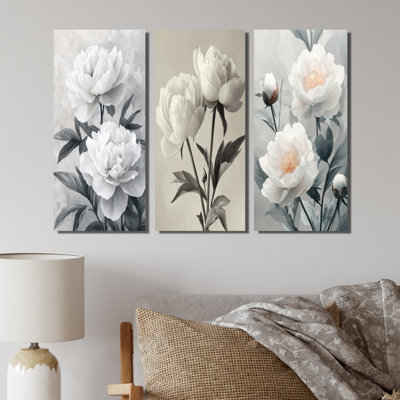 Pivoines monochromes à flou artistique - Collection de grandes décorations murales traditionnelles