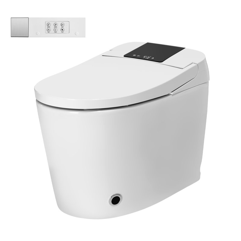 Toilette intelligente une pièce avec réservoir intégré, siège chauffant, chasse d'eau automatique, lavage de bidet, sécheuse et désodorisant