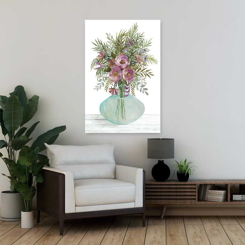 Bouquet de rosé mauve II, art floral contemporain, H 36 po x l 24 po
