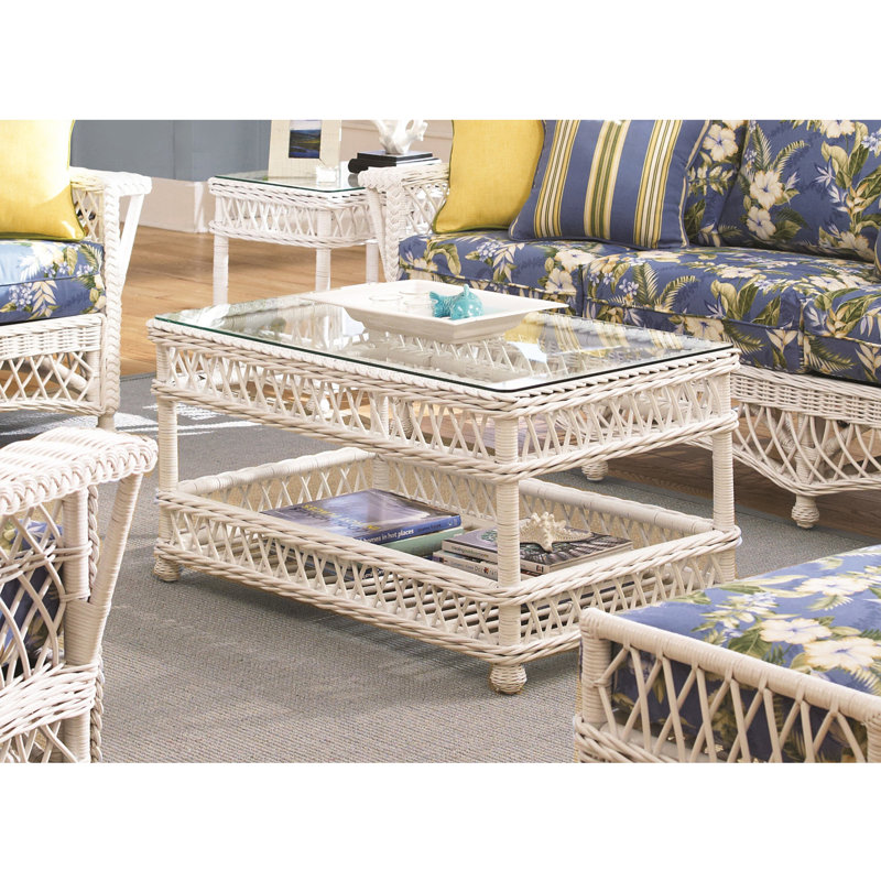 Rosado Glass Top Single Coffee Table, White