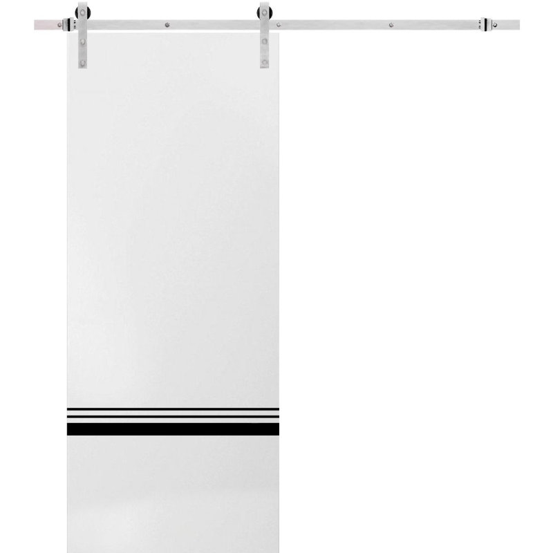 Porte de grange en bois massif massif, Satin blanc, 36 po x 96 po