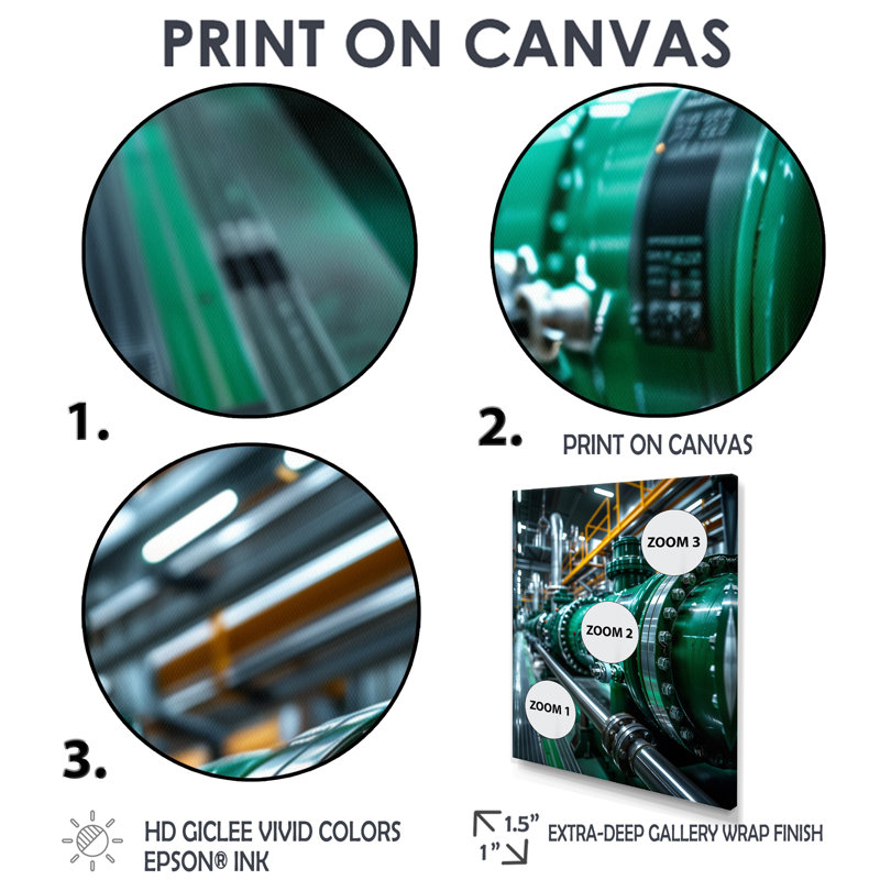 «Green Engine Power Plant Industrial Photo I - Power Plants», art mural, H 12 po x l 20 po, Cadre flottant doré