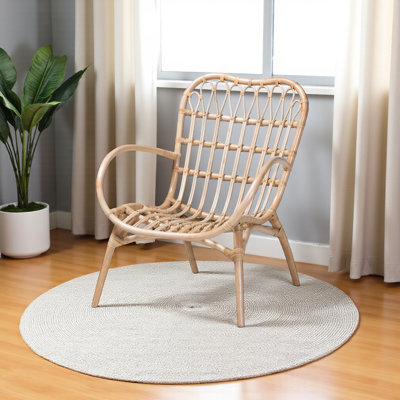Bejof Natural Brown Rattan Arm Chair In Bohemian Style, 33.19'' H X 28.38'' W X 30.83'' D
