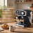 20 Bar Espresso Coffee Machine, Semi-Automatic with Pressure Gauge, Steam Wand, 54oz Tank, Black & Stainless