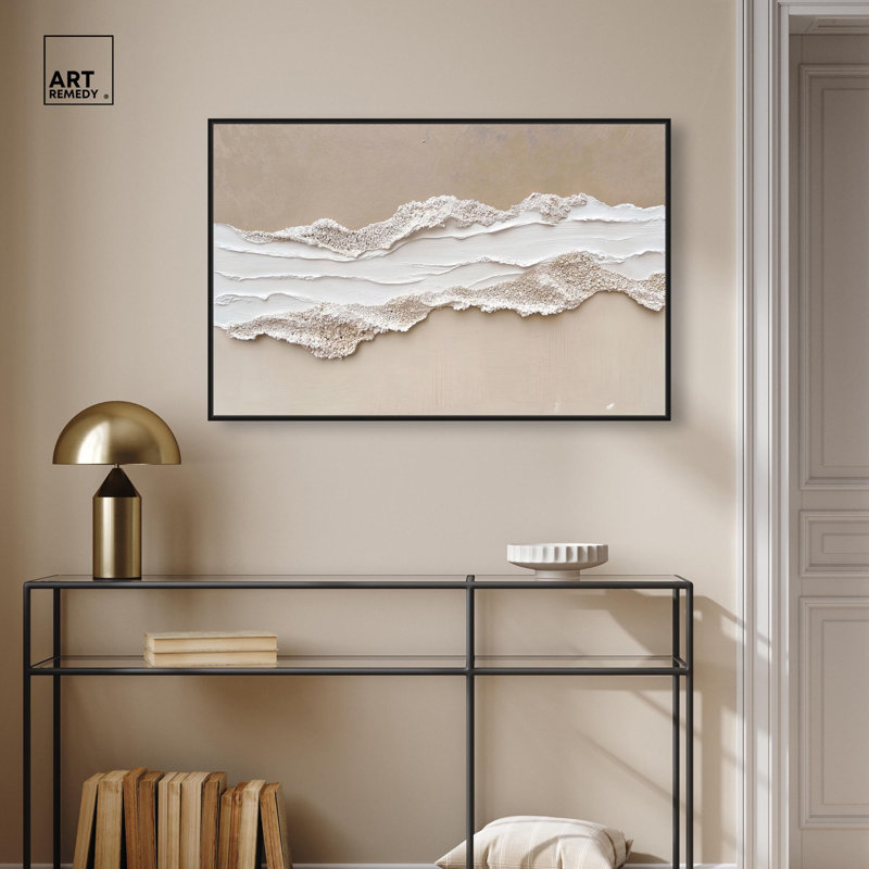 Toile texturée «Sea I» par Art Remedy, H 25 po x l 37 po, Cadre flottant, Noir