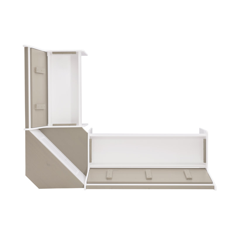 Chen 5 – Person Corner Pine Breakfast Nook with Hidden Storage, Gray