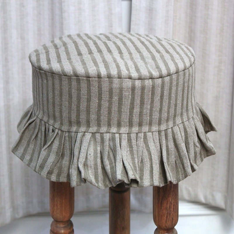 Housse de tabouret de bar en lin rayé Dharii