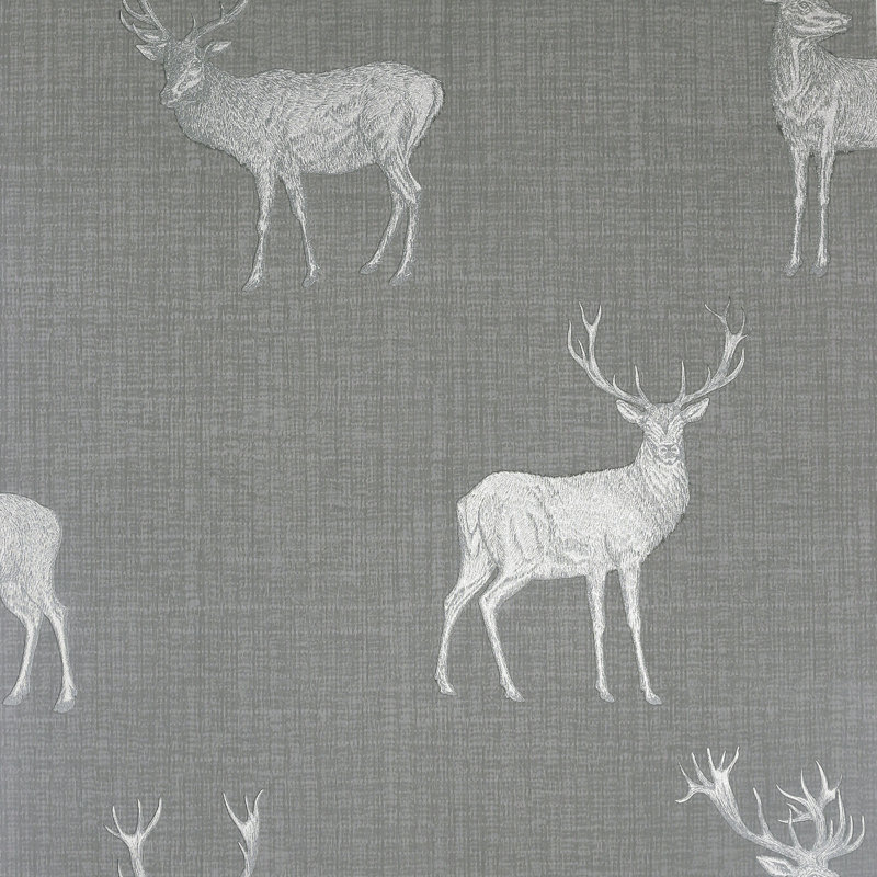 Papier peint cerf Hank, Gris