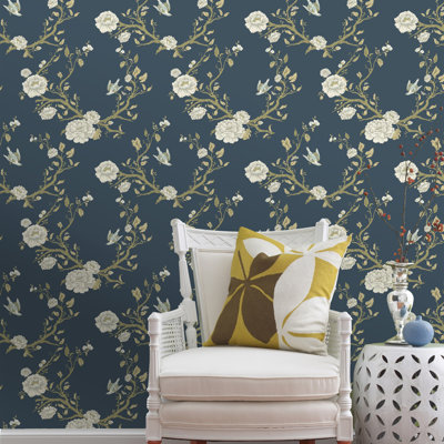 Papier peint floral fantaisiste 