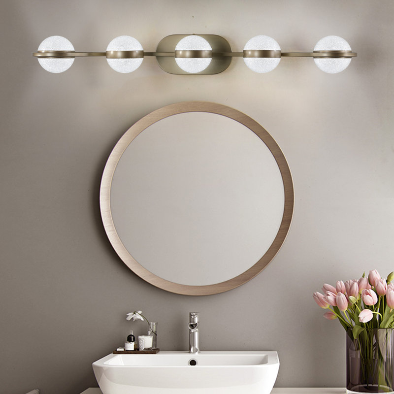 Éclairage pour meuble-lavabo avec 5 ampoules DEL, Or brossé
