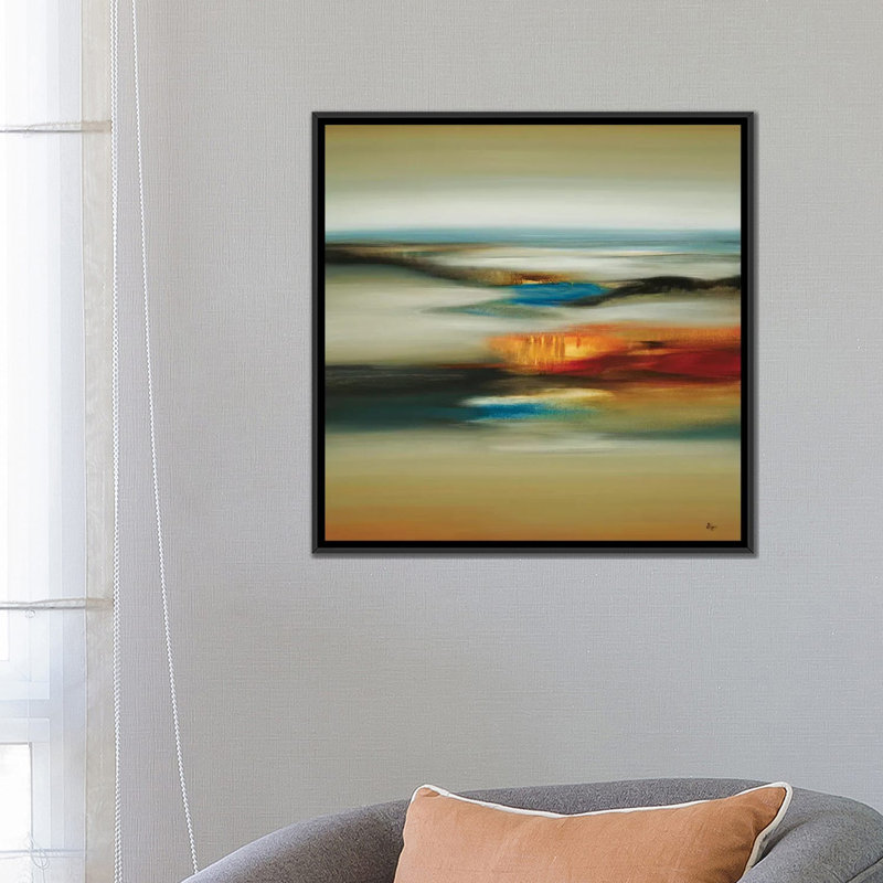 «Calm Scape», reproduction sur toile, H 18 po x l 18 po x P 1,5 po, Toile avec cadre flottant noir, Pas de tapis
