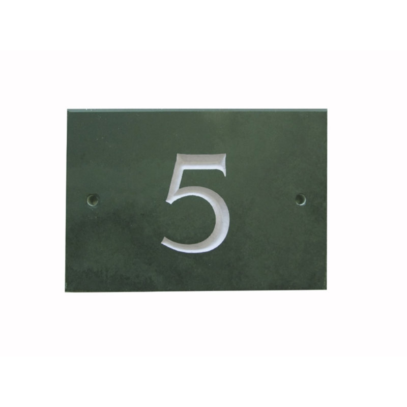 Odacia 10cm H Stone House Number, 5, Green