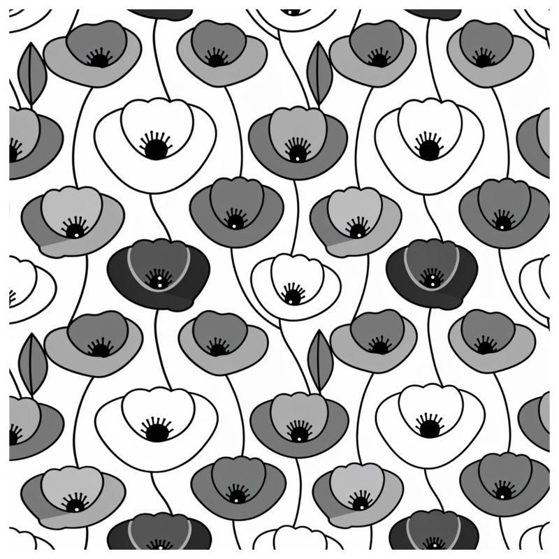 Couvertures noires à motif floral, L 50 po x H 60 po