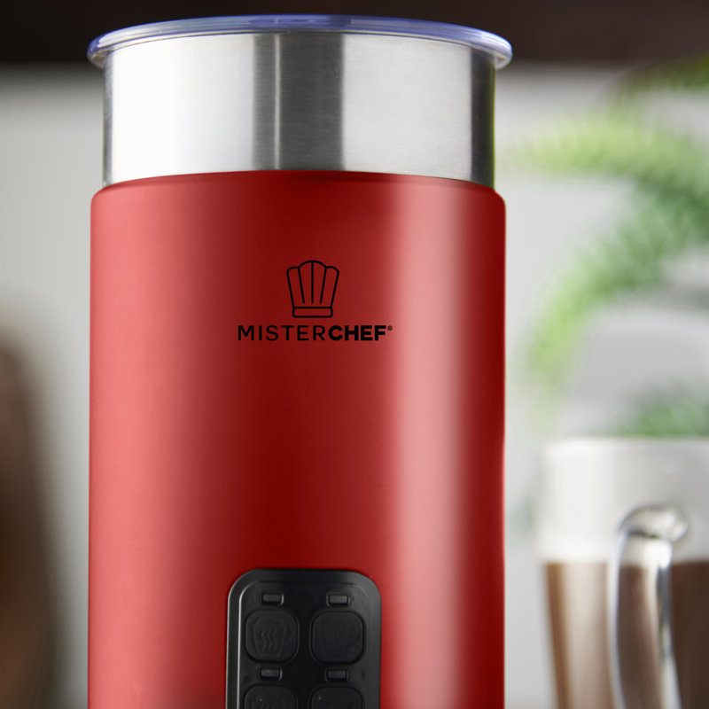 MisterChef Stainless Steel Automatic Milk Frother, Red