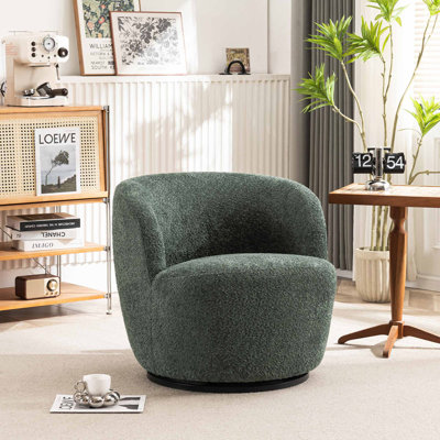 Hadriel Boucle Swivel Barrel Chair