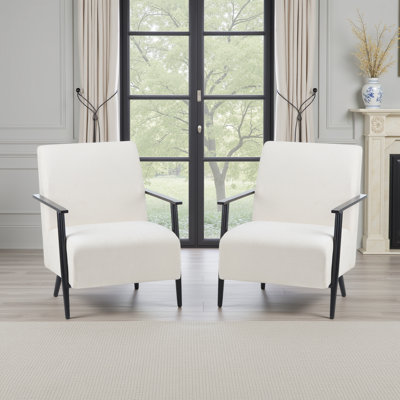 Ensemble de 2 chaises d'appoint avec pieds en acier, fauteuil rembourré compact avec structure en métal et dossier ergonomique