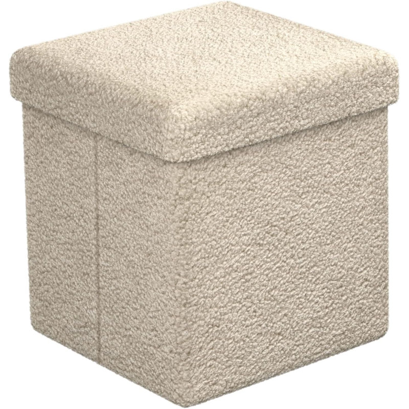 Taneishia Sorbus Plushy Upholstered Storage Ottoman Cube Folds flat - 12.25"L - Beige, Beige