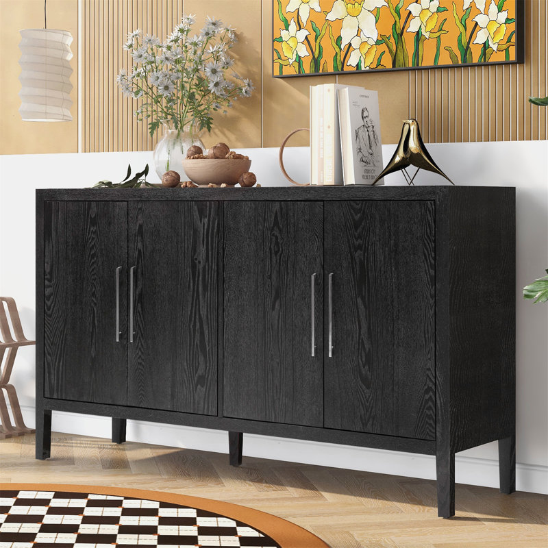 Versatile Wooden Storage Cabinet for Home Organization with Multiple Functions, Black
