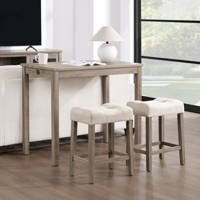 Ensemble de table bistro à hauteur de comptoir moderne 41,5 po avec tabourets sans port USB