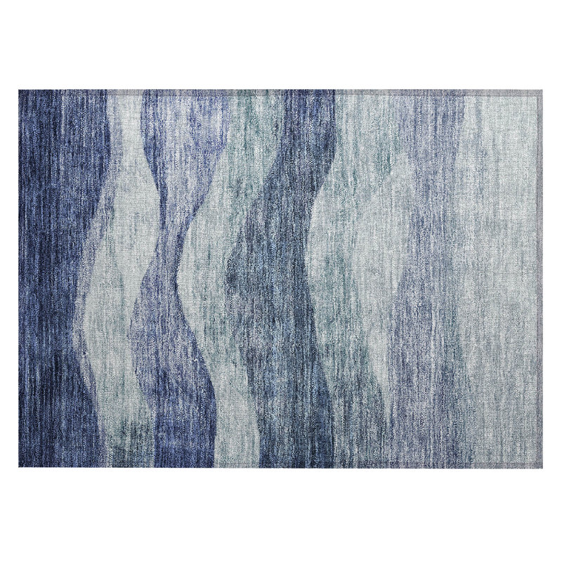 Machine Washable Indoor/Outdoor Chantille ACN1141 Blue Rug, Rectangle 1'8" x 2'6"