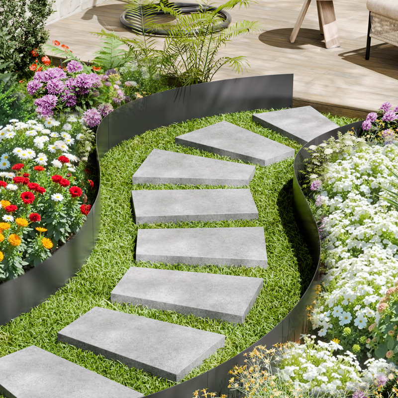 Bordure de jardin en acier 40 po x 8 po Bordure de jardin résistante à la rouille noire