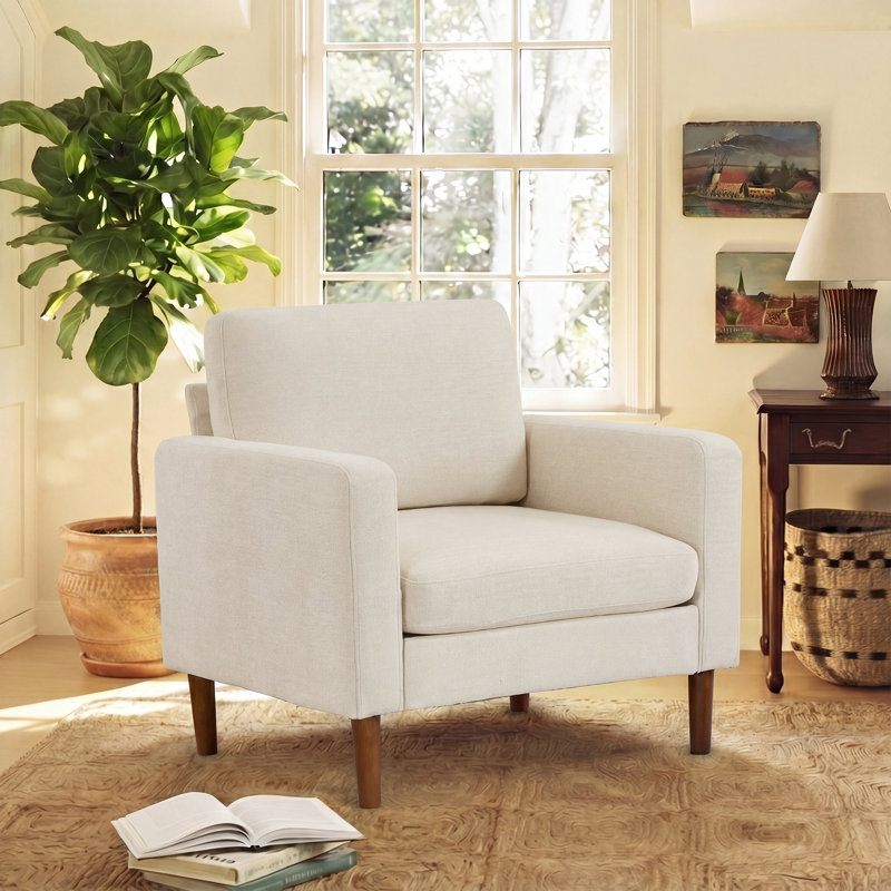 37 " Chenille Accent Chair, Beige Chenille