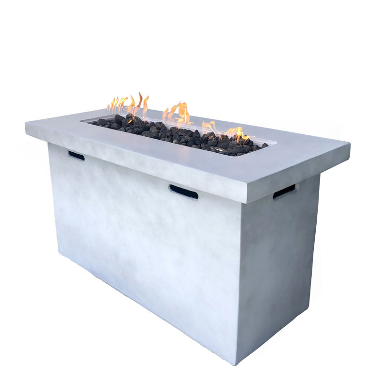 25" H X 42" W Fiber Reinforced Concrete Propane Outdoor Fire Pit Table, Gray