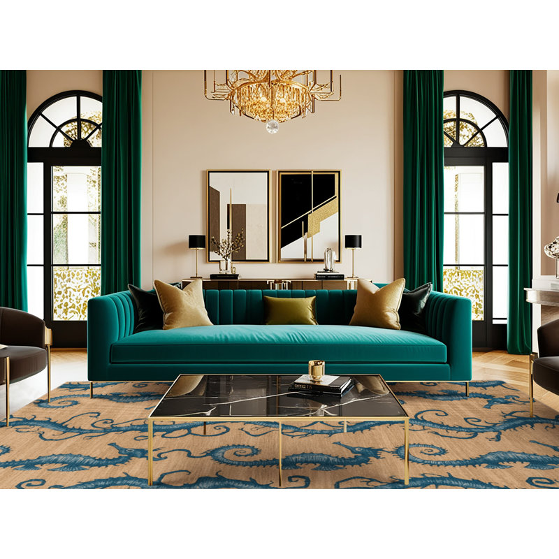  Washable Seahorses Nautical Area Rug, Carré 4 pi