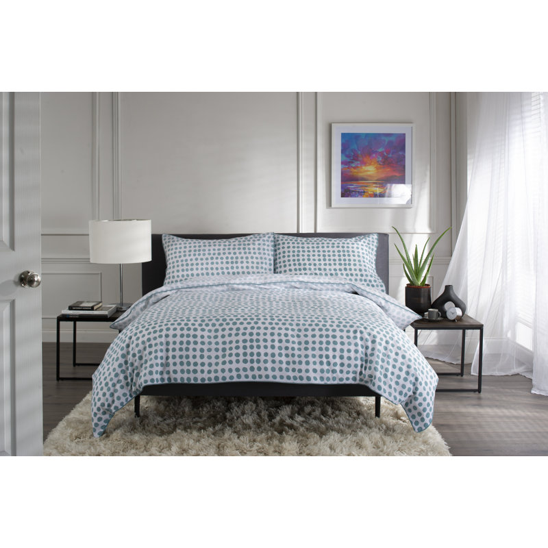 Dots Duvet Cover Set, Blue, Double - 2 Standard Pillowcases