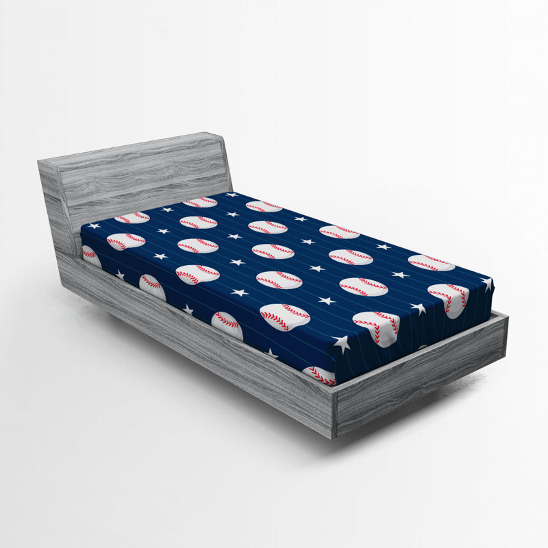 Baseball Stripes Microfibre Jersey Knit Fitted Sheet, European Single (90 x 200cm)