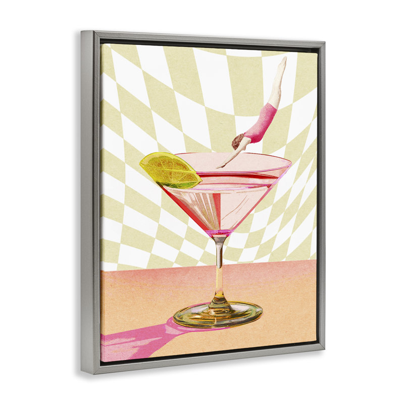  «Diving into Cocktail» par Daphne Polselli, Cadre gris, H 31 po x l 25 po