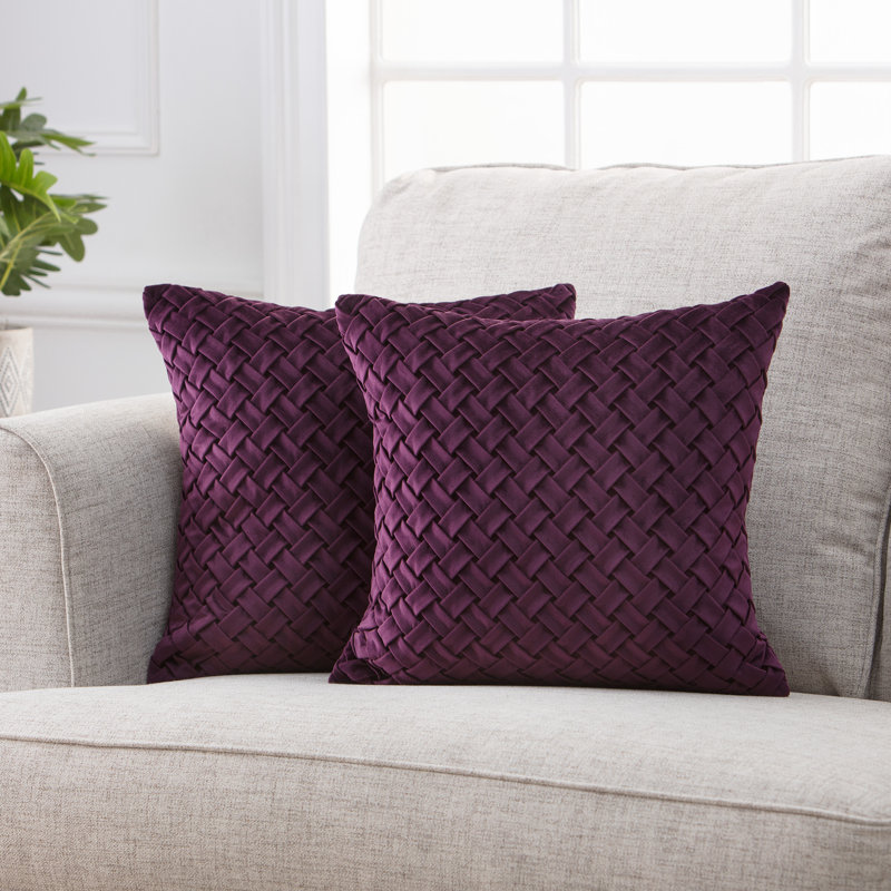 Plum Velvet Lattice 18" x 18" Euro Pillow Covers - Set of 2