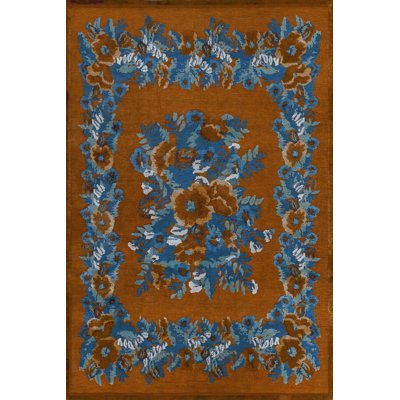 Tapis tissé à motif floral turquoise Karabagh
