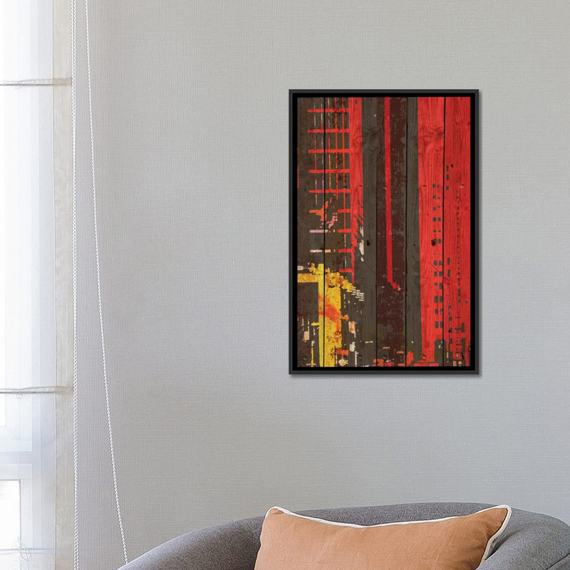 «Red Building II», impression sur toile tendue, H 26 po x l 18 po x P 1,5 po, Toile avec cadre noir, Pas de tapis