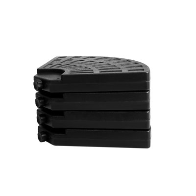 Umbrella Base - 4 Weight Plates, Weather 4, Fill With Water/Sand For Stability, Black, Pe