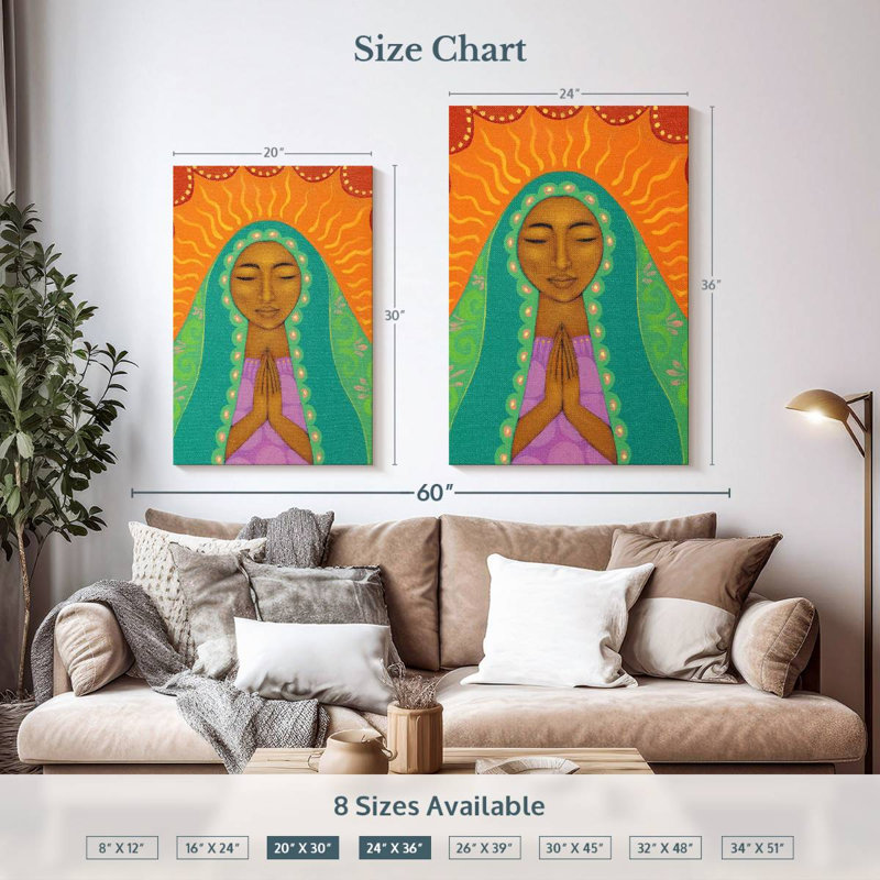 Adella vierge de Guadalupe, H 36 po x l 24 po