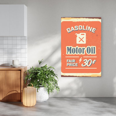 «Retro Gas Oil Sign», reproduction d'art rétro rétro