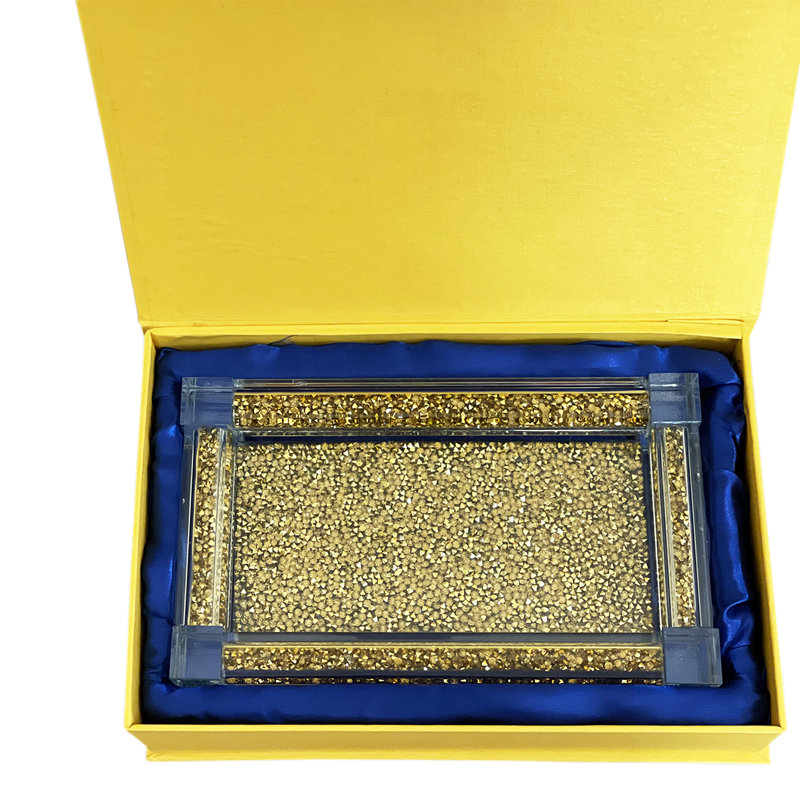 Plateau en verre Mardi Ambrose, Doré