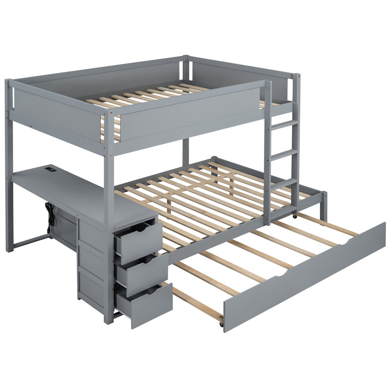 Lit superposé avec rangement et bureau, lit gigogne simple Sleep In Style, bureau, tactile