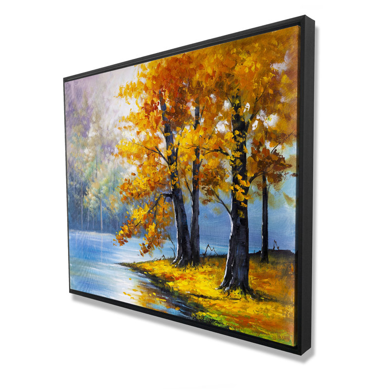 Deux arbres au bord du lac - Paysage encadré sur toile pour la décoration intérieure