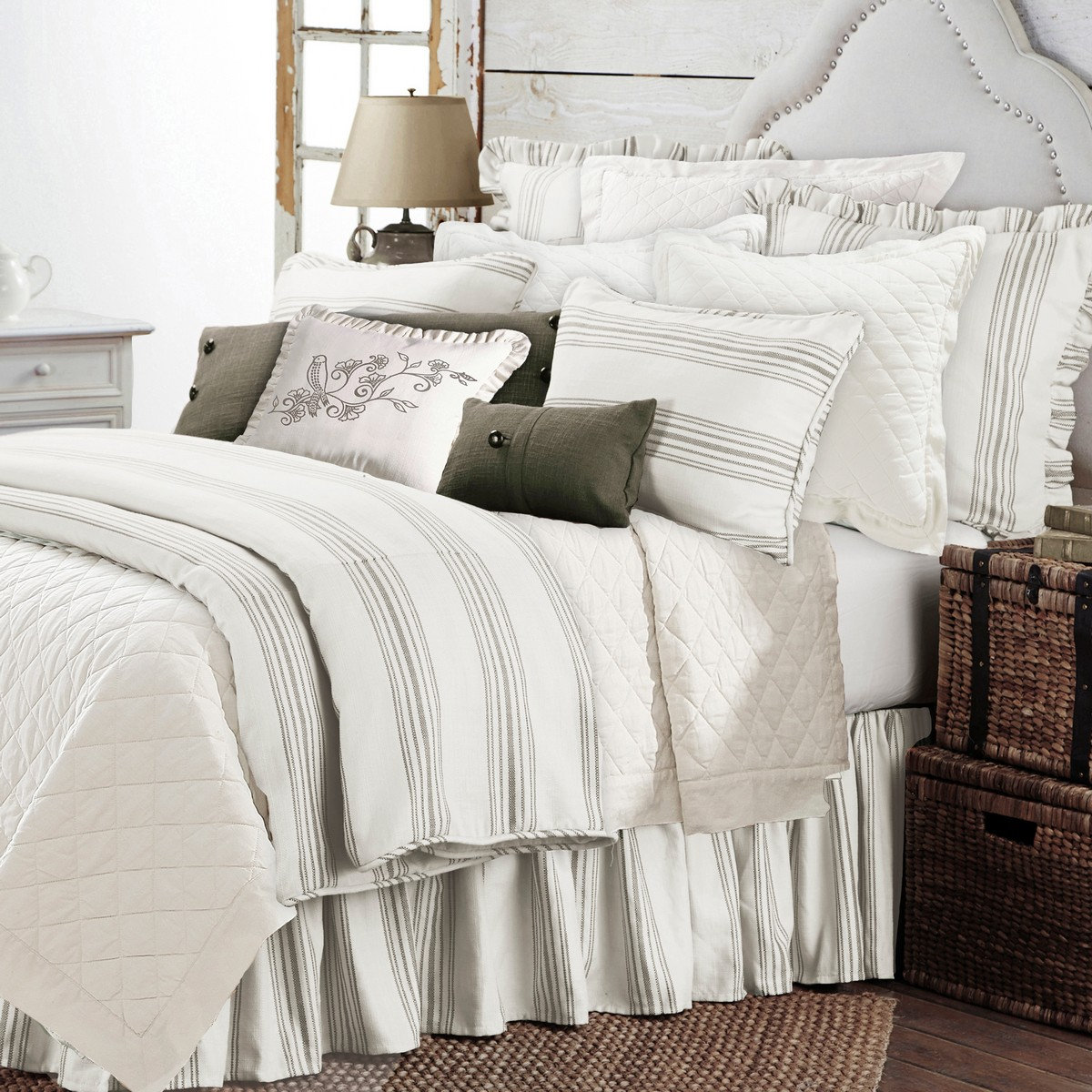 Rebekah Ruffled Bed Skirt, King, Taupe
