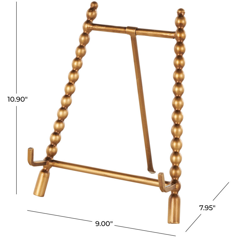 Cole And Grey Metal Wide Abstract Display Easel, Gold