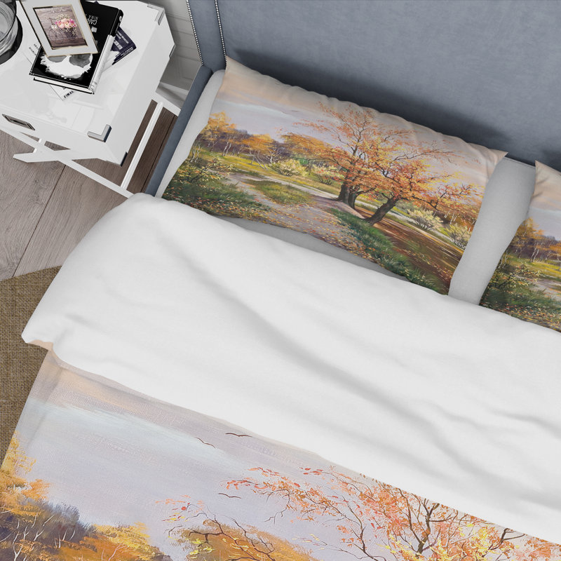River In The Orange Woods - Ensemble de housse de couette Country - Microfibre de polyester