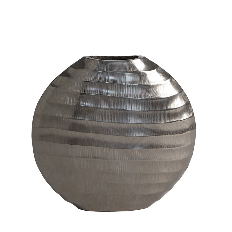 Aluminum Table Vase, Black Nickel, 11" H x 11.75" W x 3.25" D