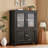 Black Solid Wood Storage Bookcase