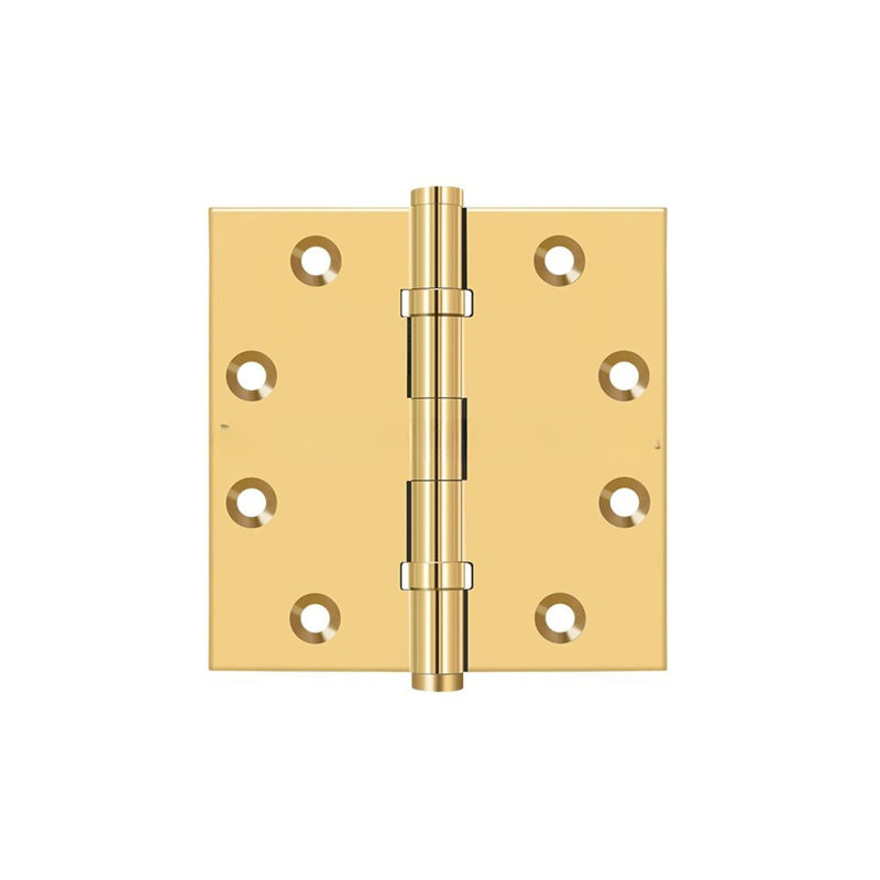 Deltana CSB45BB 4-1/2" x 4-1/2" Square Hinges, Ball Bearings in PVD Polished Brass Pair
