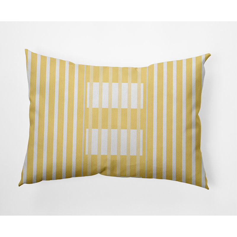 Striped Outdoor Reversible Throw Pillow, Yellow